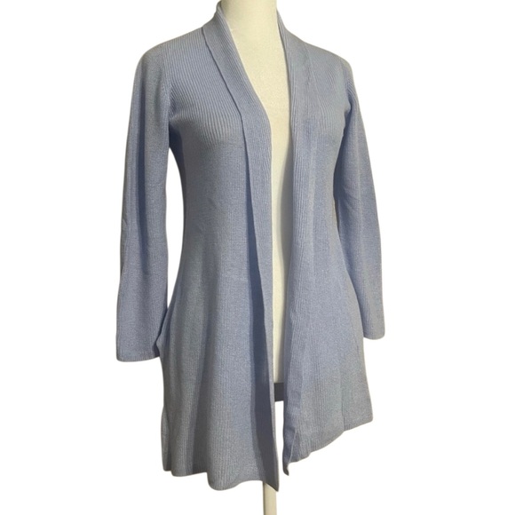 Eileen Fisher Blue Cardigan long Laine‎ Blend Sweater - Picture 1 of 15